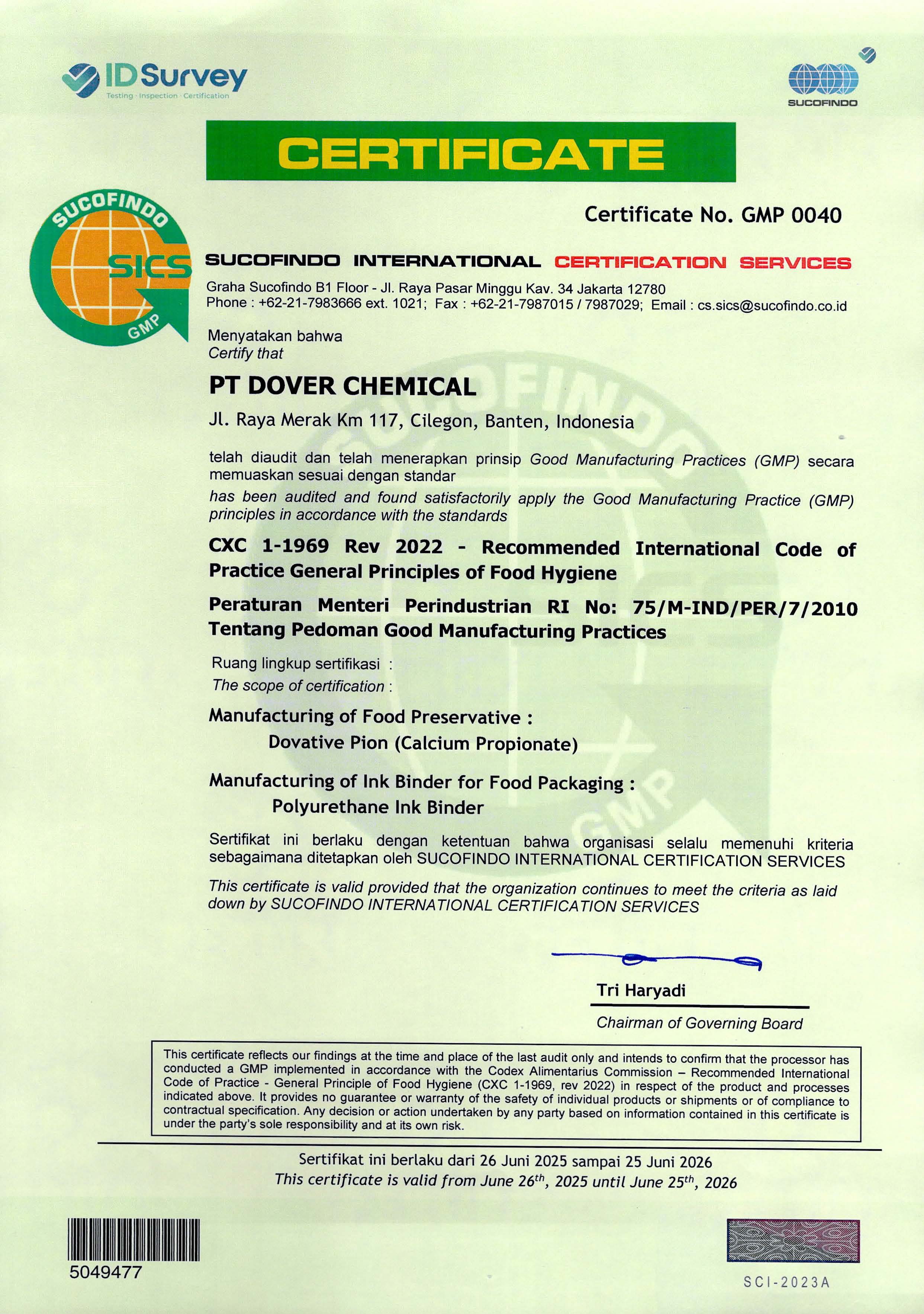 Dover-Chemical-CertificationRecommended-International-Code-of-Practice-General-Principles-of-Food-Hygiene-2025