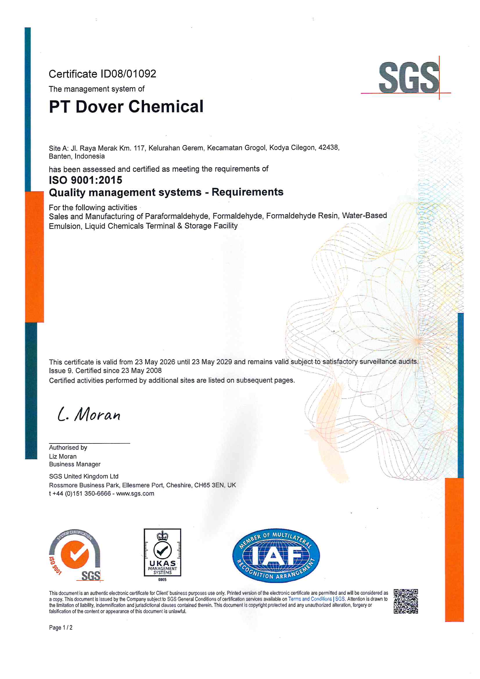 ISO 9001;2015 (23 May 2026 - 23 May 2029)